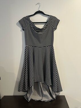 Windsor Navy and White Striped Dress with Tag Detail
